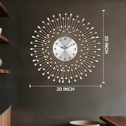 SIN&MI Large Wall Clocks, Silent Sunflower Shape Chic Decorative Wall Clock, Modern Non-Ticking Round Clock Dial Iron Metal Wall Clock for Living Room Decor Entrance Office Cafe 20 Inch