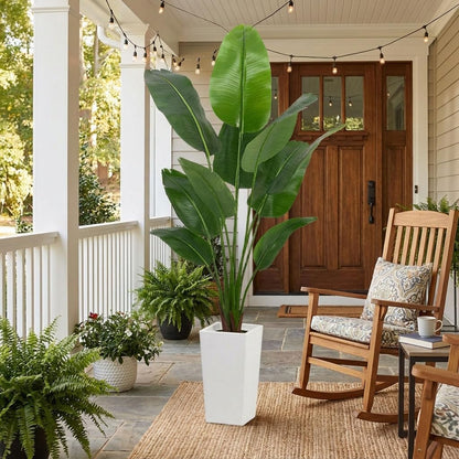 Aveyas 7ft Artificial Olive Tree for Home Decor, 7 Feet Large Faux Plant Fake Skinny Silk Trees with Pot for Indoor Outdoor House Living Room Office (7 ft Tall Including Raised Pot)