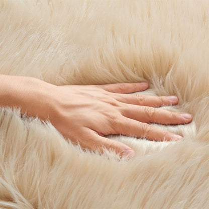 EasyJoy Ultra Soft Fluffy/Fuzzy Shaggy Area Rug Faux Fur Chair Cover Seat Pad for Bedroom Floor Sofa Living Room (2 x 6 ft Sheepskin, Beige)