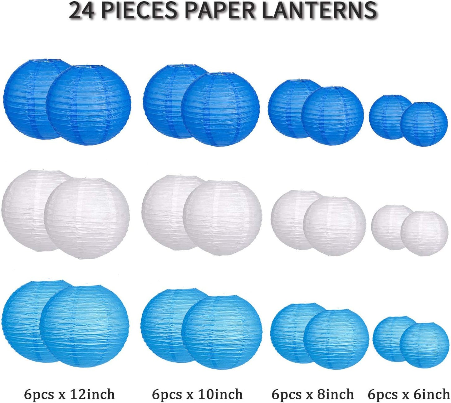 Paper Lanterns Decorative, Round Hanging Paper Lanterns Decorations for Rustic Party Bridal Shower Wedding Sage Green Birthday Party Supplies Gold/Ivory/Sage Green 15pcs