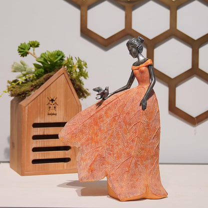 Guichifun Fairy Statue Collection Home Decoration - Leaf Angel Girls Resin Modern Table Decor for Living Room Office Sculpture Decor for Women Indoor Rustic Figurines Gift 5 x 3 x 7.5 Inch