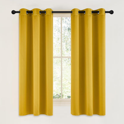 NICETOWN Halloween Pitch Black Solid Thermal Insulated Grommet Blackout Curtains/Drapes for Bedroom Window (2 Panels, 42 inches Wide by 63 inches Long, Black) - Colors A