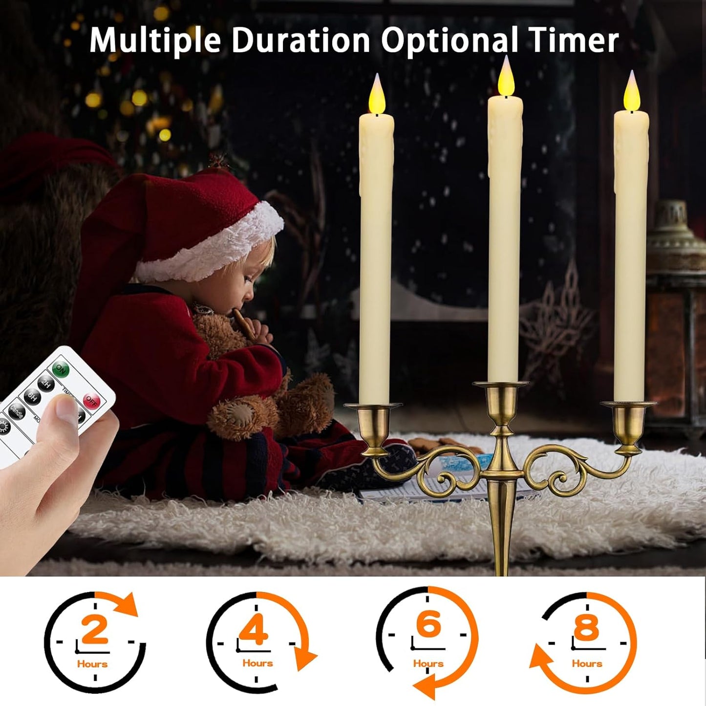 KSWING Upgraded Real Wax Short LED Flameless Taper Candles with Remote, 6 PCS White Candlesticks Battery Operated 3D Flickering - 6" Realistic Fake Candle Sticks for Home/Wedding/Fireplace Xmas Decor