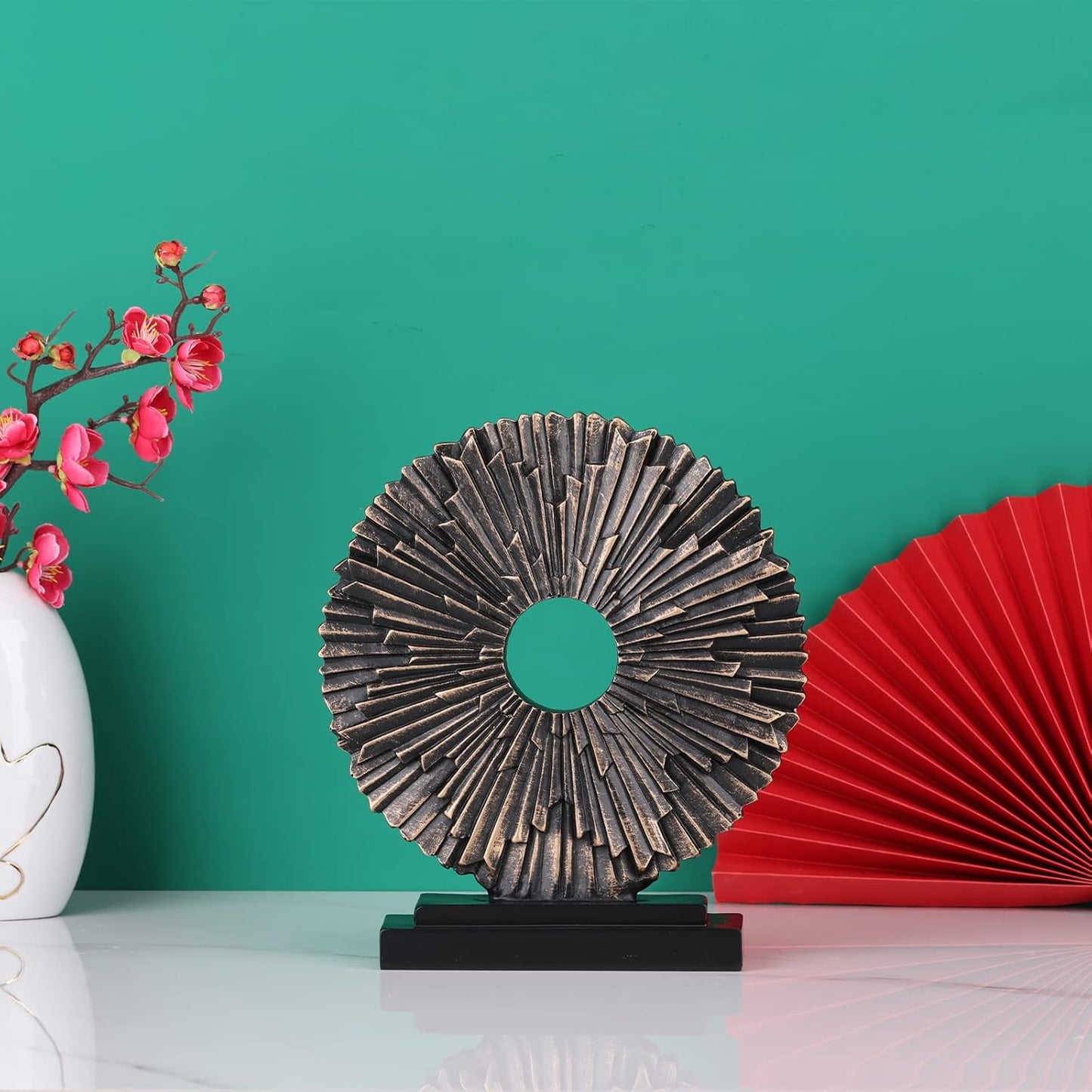 DOVDOV Gold Home Decor Sculpture, Unique Round line Statue, Modern Home Decor, Decorative Panel Statue Gold Decoration for Living Room TV Stand, Office, Bedroom, Dining Table Centerpiece.