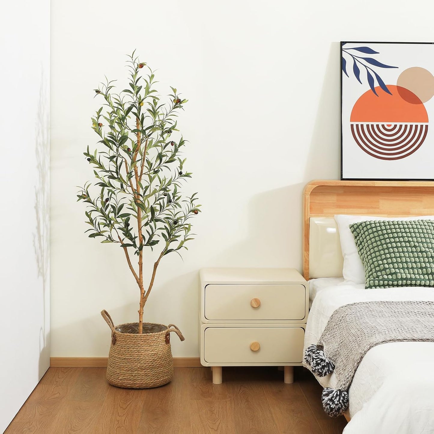 Kazeila Artificial Olive Tree 6FT Tall Faux Silk Plant for Home Office Decor Indoor Fake Potted Tree with Wood Branches and Fruits