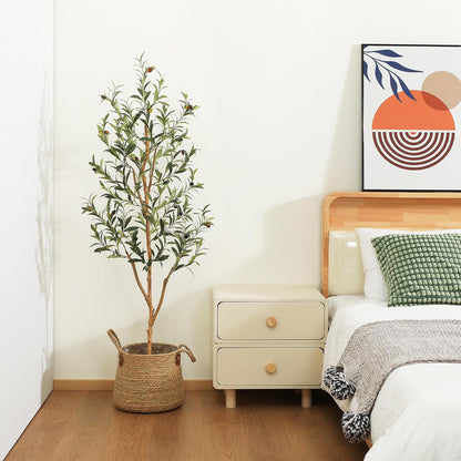 Kazeila Artificial Olive Tree 6FT Tall Faux Silk Plant for Home Office Decor Indoor Fake Potted Tree with Wood Branches and Fruits