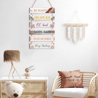 6 Pieces Rustic Wall Hanging Plaque Sign Inspirational Wall Art Farmhouse Wooden Door Signs Positive Plaque with Quotes Motivational Quote Decor for Office Bedroom Living Room(Retro Style)