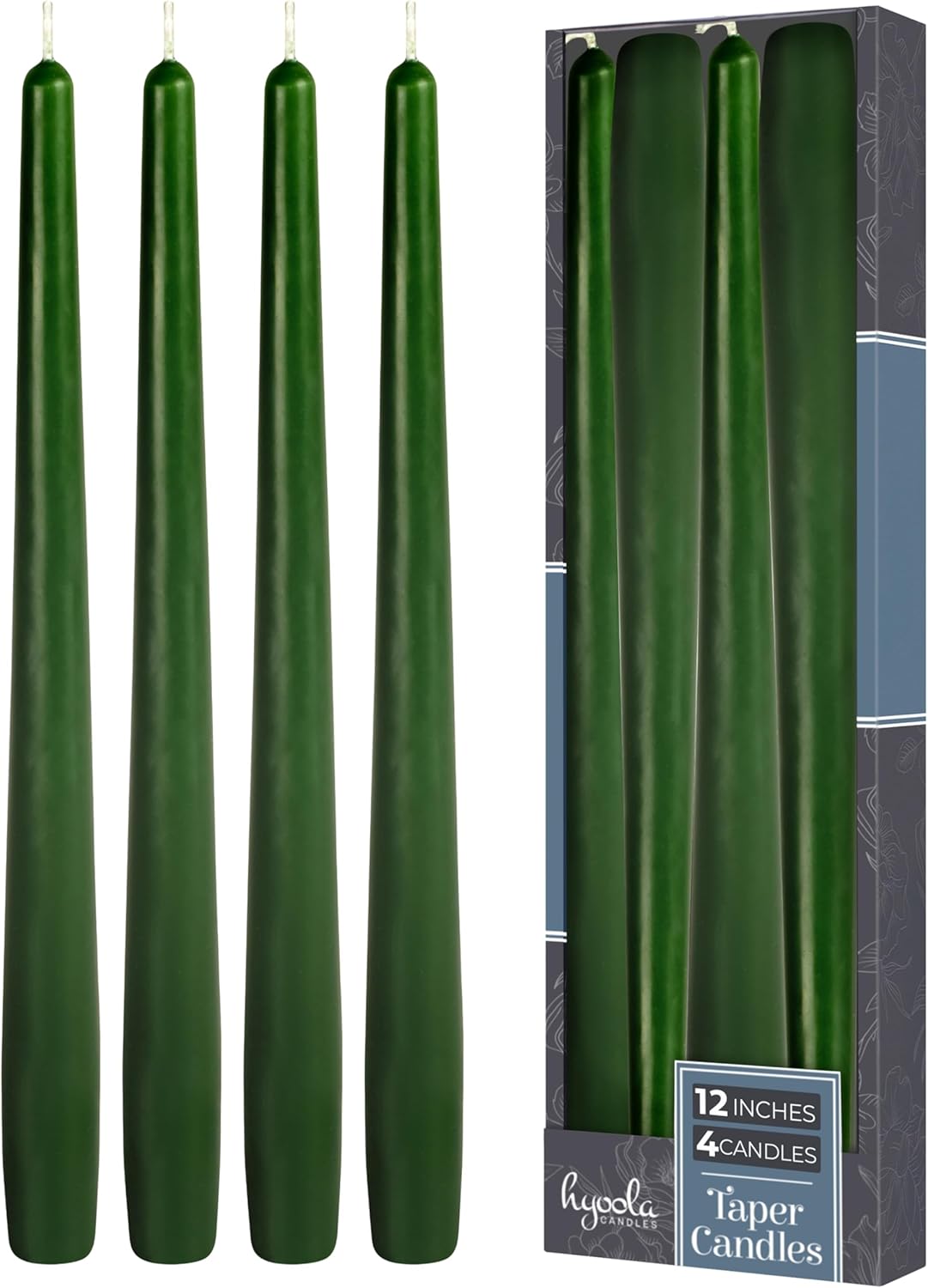 Hyoola Tall Taper Candles - 10 Inch Metallic Gold Unscented Dripless Taper Candles - 8 Hour Burn Time - 4 Pack