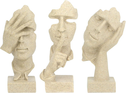 3 Pcs Thinker Statue,Modern Home Resin Sculptures,Collectible Figurines for Home Office Bookshelf Desktop Decor(Black)