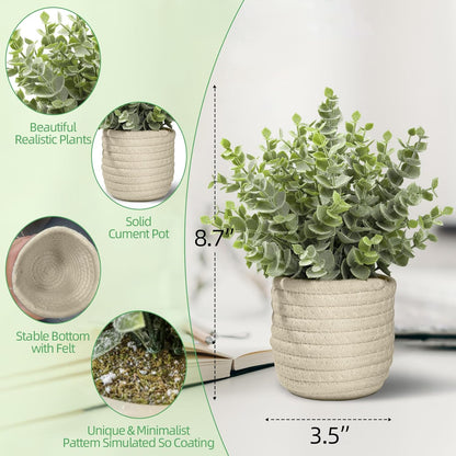 Hopewood Faux Plants, Small Fake Plant for Bathroom, Decorative Artificial Plants for Farmhouse Desk Shelf Decor with A Weave Basket (9.8inch)