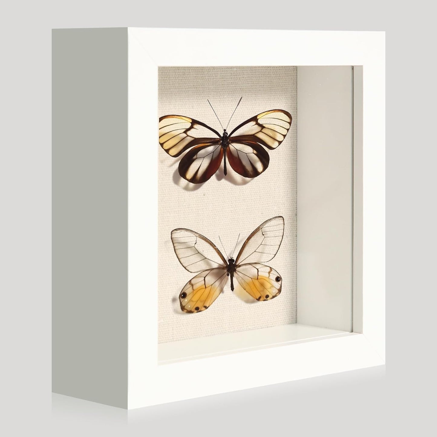 12x16 Large Shadow Box Picture Frame Display Case with Soft Linen Back, White Wooden Memory Shadow Box Frame with Tempered Glass Cover for Wall Display