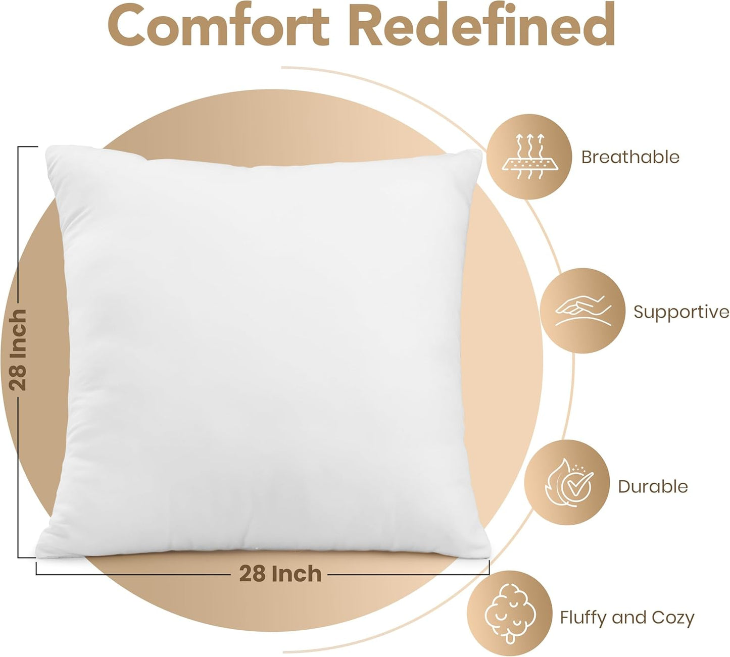 Utopia Bedding Outdoor Pillow Inserts 18 x 18 Inches (Pack of 4, White), Water Resistant Garden Throw Pillows for Patio and Porch Furniture