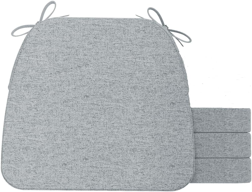 AAAAAcessories D-Shaped Chair Cushions, 2" Thick Dining Chair Pads with Ties and Removable, Machine-Washable Cover, 17" x 16", Set of 4, Oatmeal Beige - Colors A