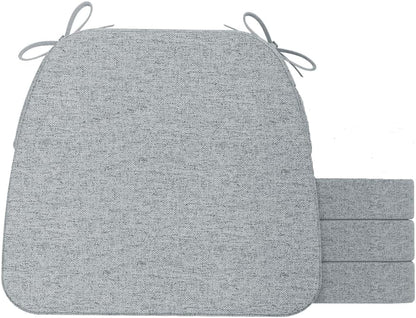 AAAAAcessories D-Shaped Chair Cushions, 2" Thick Dining Chair Pads with Ties and Removable, Machine-Washable Cover, 17" x 16", Set of 4, Oatmeal Beige - Colors A