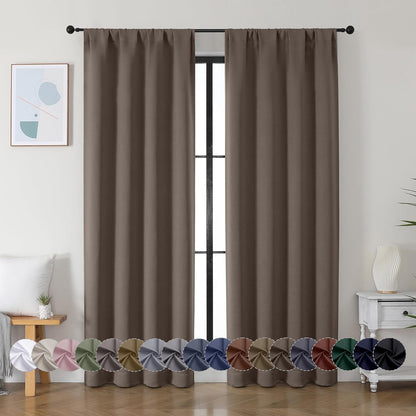 Simplebrand Ava Sage Green Blackout Curtains for Bedroom 63 Inch Length 2 Panels Set, Solid Thermal Insulated Energy Saving Rod Pocket Window Treatment Curtains Blackout Drapes, W40 x L63 Inch, Sage - Colors B