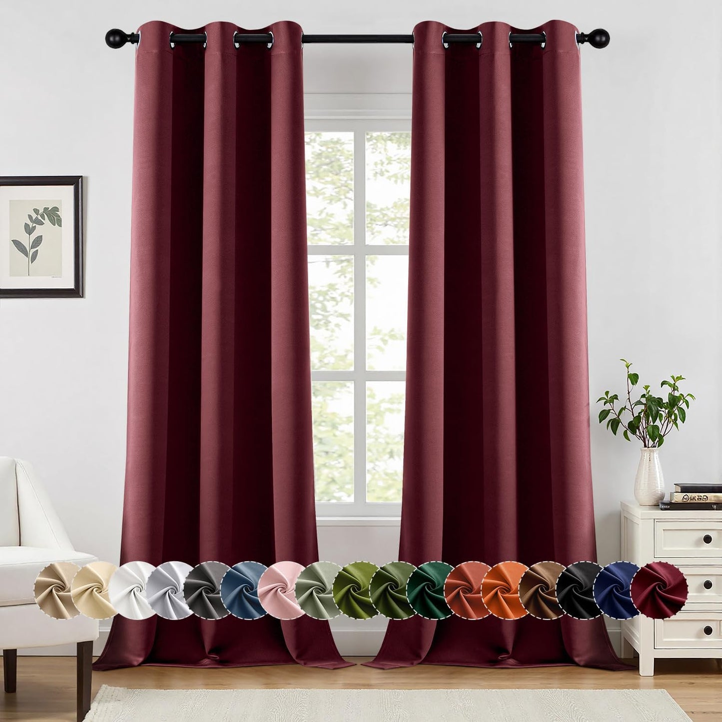 MIULEE Blackout Curtains for Bedroom Living Room 2 Panels, Thermal Insulated Room Darkening Drapes Grommet Noise Reducing Light Blocking Window Treatments 63 Inches Long 40x63 Inch Black - Colors A