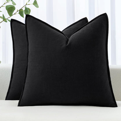MIULEE Decorative Linen Euro Sham Pillow Covers 26x26 Cream White Boho Farmhouse Neutral Couch Throw Pillows for Bed Pack of 2 Accent Modern Pillowcase Sofa Livingroom Home Decor