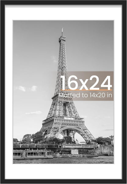 upsimples 8x10 Picture Frame, Display Pictures 5x7 with Mat or 8x10 Without Mat, Wall Hanging Photo Frame, Black, 1 Pack - Colors A