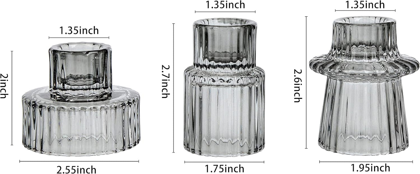 Vixdonos Taper Glass Candlestick Holders Tealight Candle Holders for Table Centerpieces, Wedding Decor and Dinner Party (6 Pcs, Green)