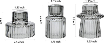 Vixdonos Taper Glass Candlestick Holders Tealight Candle Holders for Table Centerpieces, Wedding Decor and Dinner Party (6 Pcs, Green)