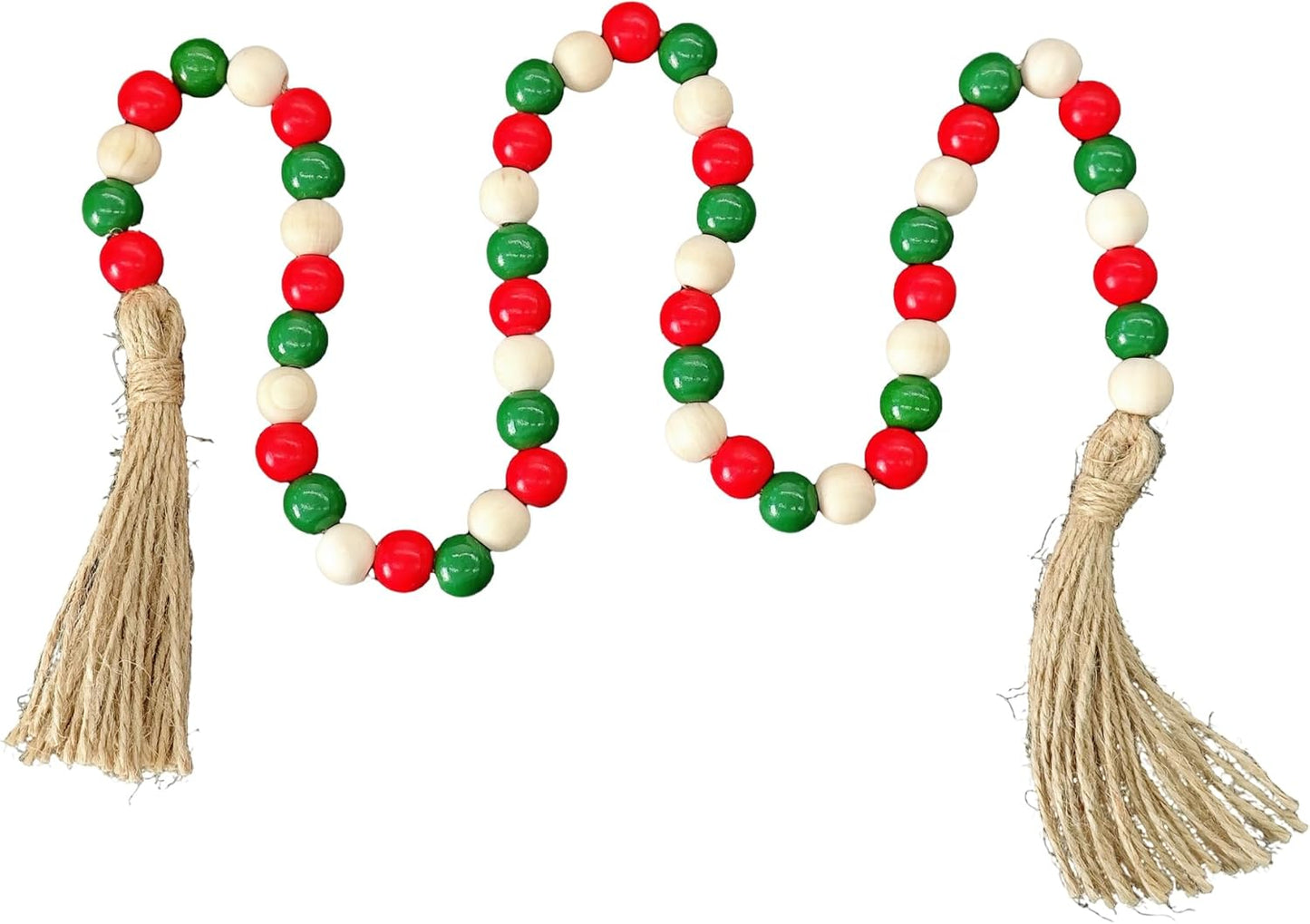 pson 39.4 Inch Wood Bead Garland with Tassels, Farmhouse Beads for Wall Hanging, Boho Rustic Prayer Beads, and Home Décor(Black and White)