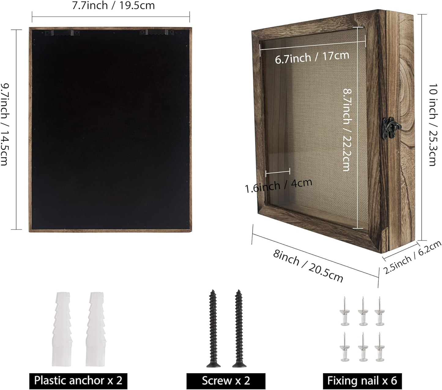GraduationMall 13x16 Wood Shadow Box Frame Glass Door Display Case with Linen Back and 6 Stick Pins,1.5 inches Interior Depth,Ideal for Memorabilia Pictures Flowers Medals Tickets Rustic White