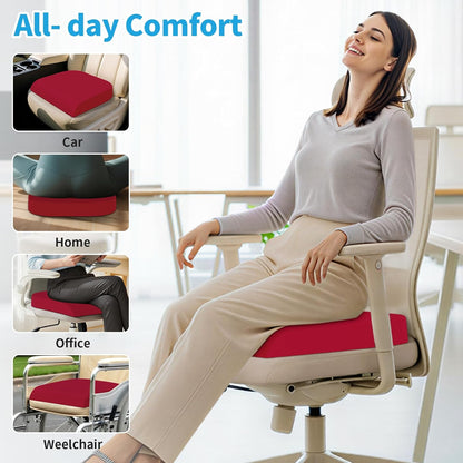 TranquilRelax Large Seat Cushion, Memory Foam Cushion for Long Sitting Hours on Office Chair, Car Seat, Non-Slip Chair Pad for Sciatica, Coccyx, Tailbone Pain Relief & Post-Surgery Recovery (Black)