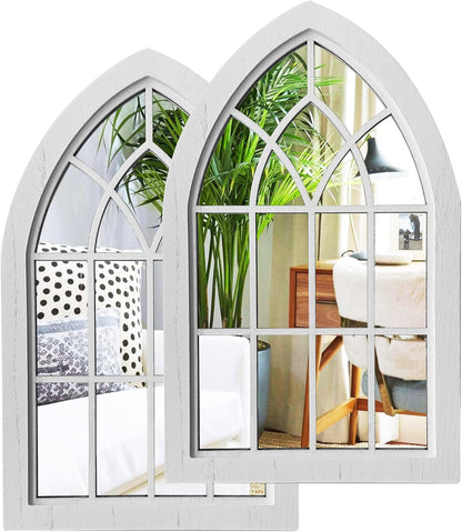 ZEXUIRU 4 Set. Rustic Wall Mirrors for Bedroom Bathroom Living Room Entryway Wood Farmhouse Square Easy to Hang Framed Decorative Accent Hanging Wall-Mounted Mirror Set for Living Room - Black