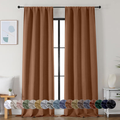 Simplebrand Ava Sage Green Blackout Curtains for Bedroom 63 Inch Length 2 Panels Set, Solid Thermal Insulated Energy Saving Rod Pocket Window Treatment Curtains Blackout Drapes, W40 x L63 Inch, Sage - Colors A