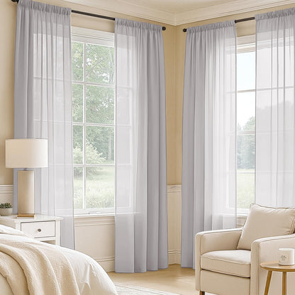 MIULEE White Sheer Curtains 84 Inches Long, 4 Panels Set, Light Filtering Rod Pocket Voile Drapes for Living Room and Bedroom, Airy Soft Fabric Window Treatments, 42 x 84 Inches