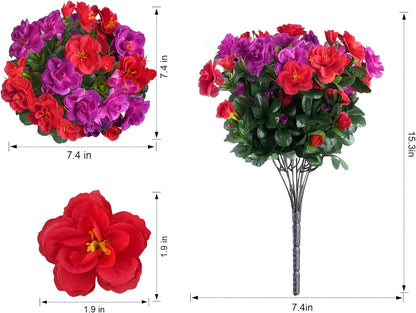 Ivydale Artificial Fake Flowers Plants for Outdoor Outside Spring Decor, Faux Silk Yellow Camellia UV Resistant Look Real for Planter Pot Porch Patio Balcony Garden Yard, 3 Large Bundles