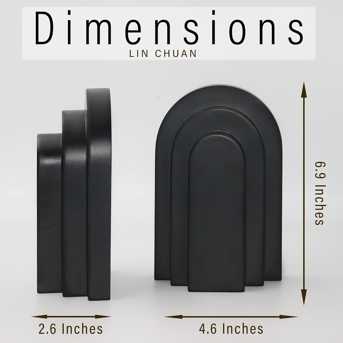 LIN CHUAN Heavy Duty Bookends for Shelves, 6.6 LBS Heavy Book Ends for Heavy Books, Decorative Modern Bookends with Faux Sandstone Look, Layered Arch Book Stopper for Bookshelf Holder Set of 2, Beige