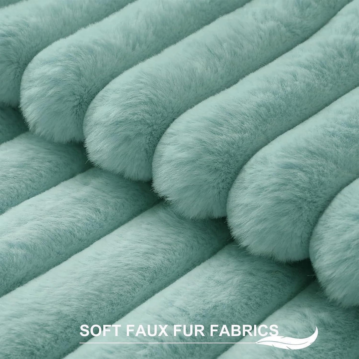 Pallene Faux Fur Plush Throw Pillow Covers 18x18 Set of 2, Luxury Soft Fluffy Striped Decorative Pillow Covers for Sofa, Couch, Living Room, Cream White