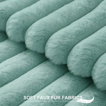 Pallene Faux Fur Plush Throw Pillow Covers 18x18 Set of 2, Luxury Soft Fluffy Striped Decorative Pillow Covers for Sofa, Couch, Living Room, Cream White