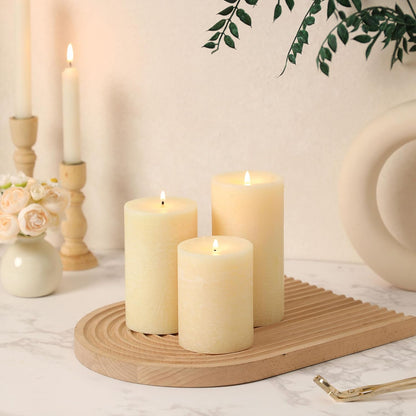 Sage Green Pillar Candles Set of 3 - Hand-Poured Unscented Candles,Smokeless Dripless Candles for Dinner Table and Home, Set of 3 in Different Sizes (3"x4", 3"x5", 3"x6")