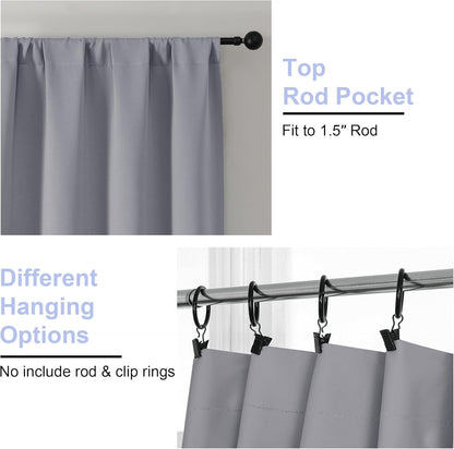 Simplebrand Ava Sage Green Blackout Curtains for Bedroom 63 Inch Length 2 Panels Set, Solid Thermal Insulated Energy Saving Rod Pocket Window Treatment Curtains Blackout Drapes, W40 x L63 Inch, Sage - Colors B