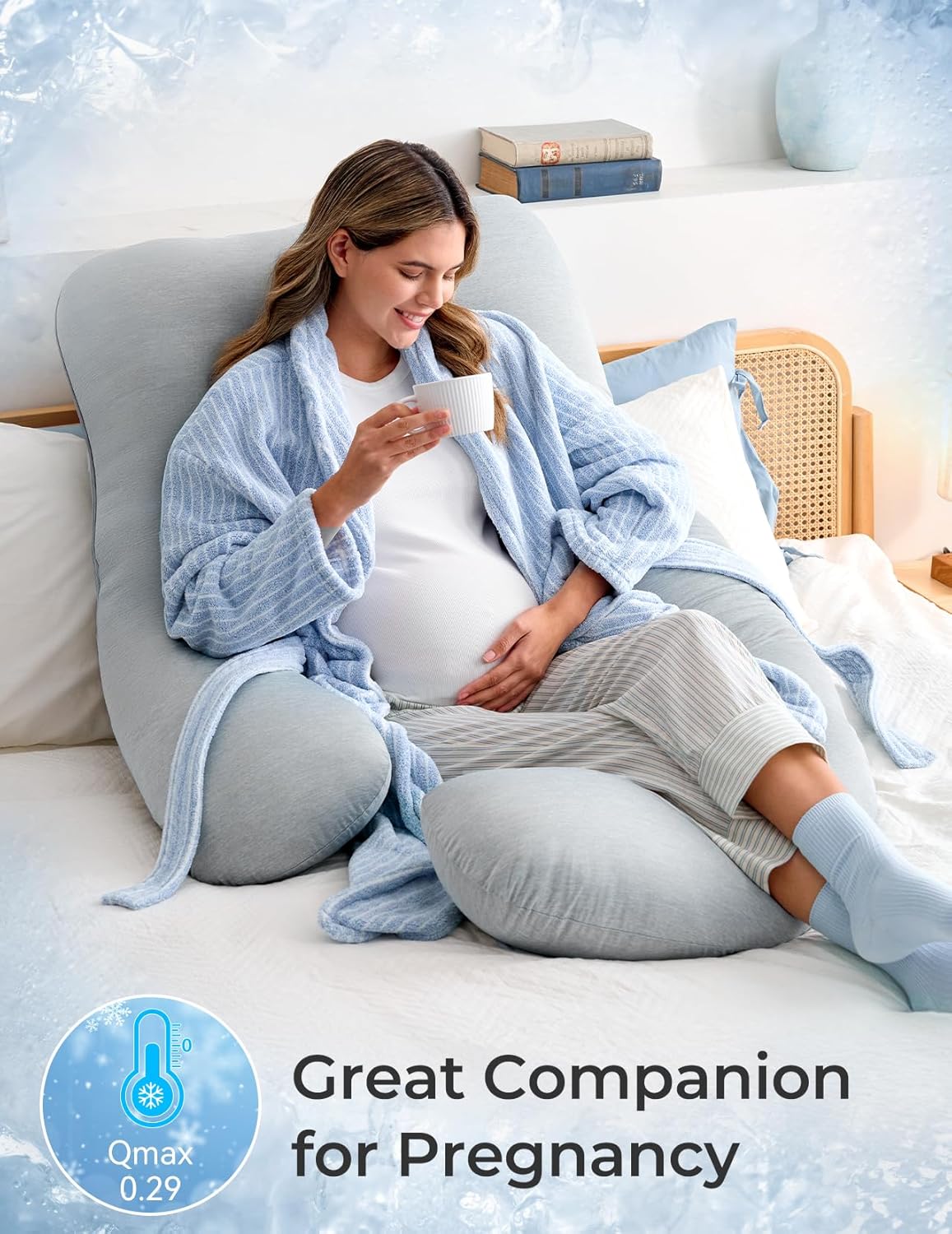 Momcozy Pregnancy Pillows for Sleeping, U Shaped Full Body Maternity Pillow with Removable Cover - Support for Back, Legs, Belly, HIPS for Pregnant Women, 57 Inch Pregnancy Pillow for Women, Grey
