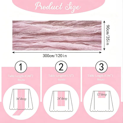 2pcs Cheesecloth Table Runner 120 Inches Pink Boho Gauze Cheese Cloth Runner 10FT Rustic Sheer Fall Table Runners for Thanksgiving Baby Shower Party Holiday Wedding Decoration