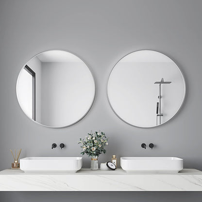 Itrue 12 Inch Small Round Decorative Wall Mirror, HD Silver-Coated Glass with Brushed Black Metal Frame, Minimalist Modern Accent Mirror for Vanity, Narrow Walls, Bathroom, Bedroom & Entryway