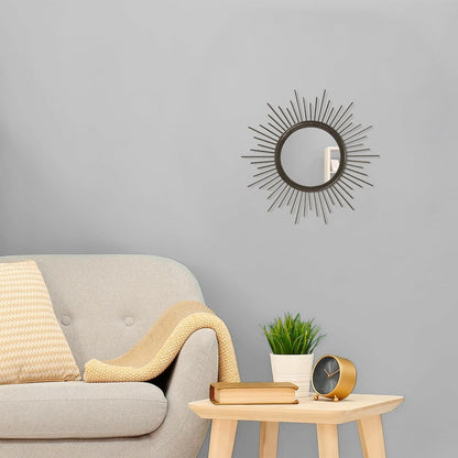 Gold Sunburst Mirrors for Wall Decorative Metal Round Art Mirrors Large Wall Decor Hanging Mirror for Bathroom Bedroom Living Room Vanity Entryway 16"