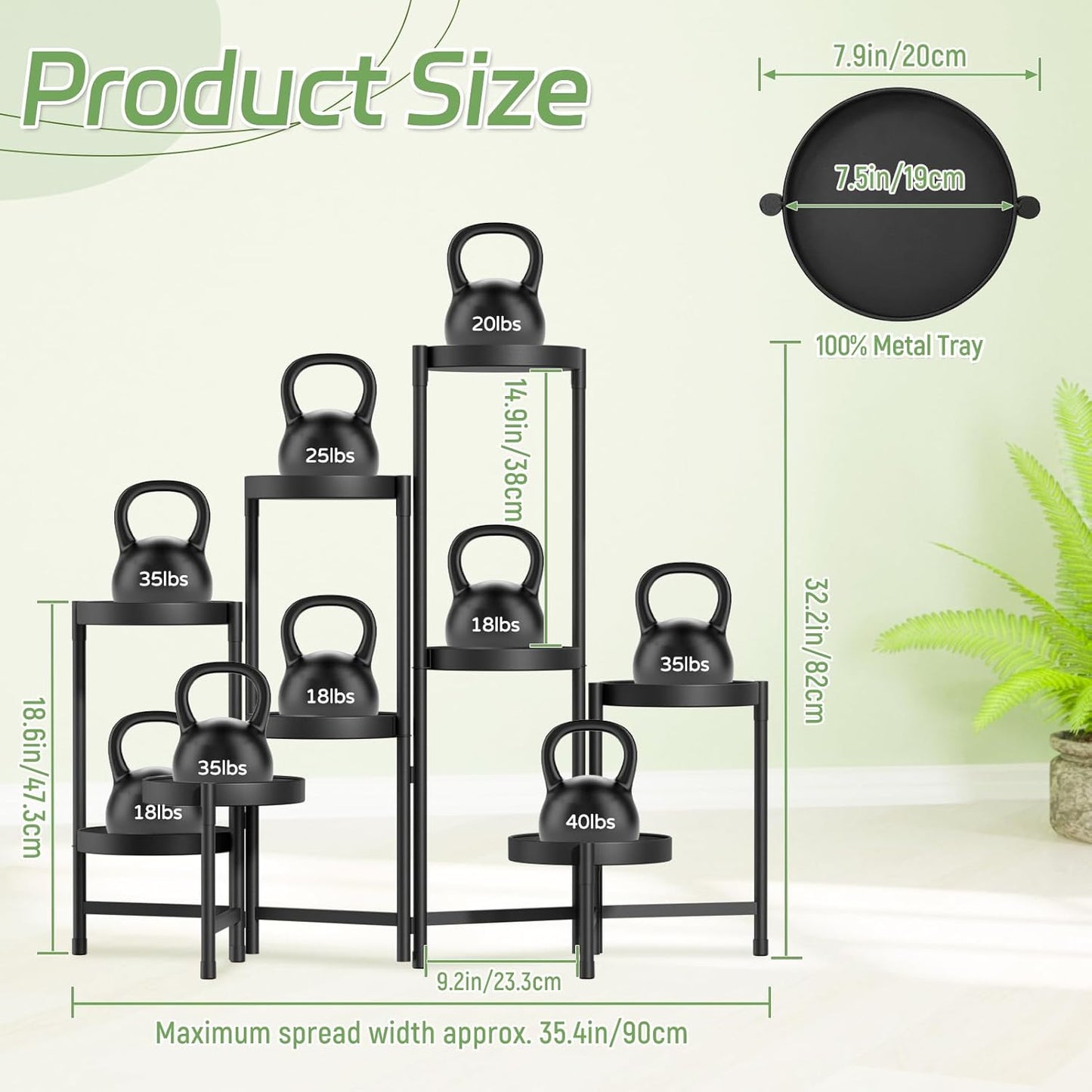 iDavosic.ly Plant Stand Indoor Outdoor, 5 Tier Corner Metal Flower Display Holder Shelf, Folding Tall Orchid Rack for Patio Balcony Porch Garden Living Room House, Black