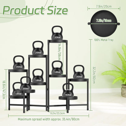 iDavosic.ly Plant Stand Indoor Outdoor, 5 Tier Corner Metal Flower Display Holder Shelf, Folding Tall Orchid Rack for Patio Balcony Porch Garden Living Room House, Black