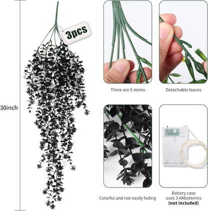 RECUTMS Artificial Hanging Plants Fake Hanging Plant Faux Eucalyptus Leaf Greenery Vine Outdoor UV Resistant Plastic Plants Home Garden Wedding Party Indoor Outdoor Decorations(White)