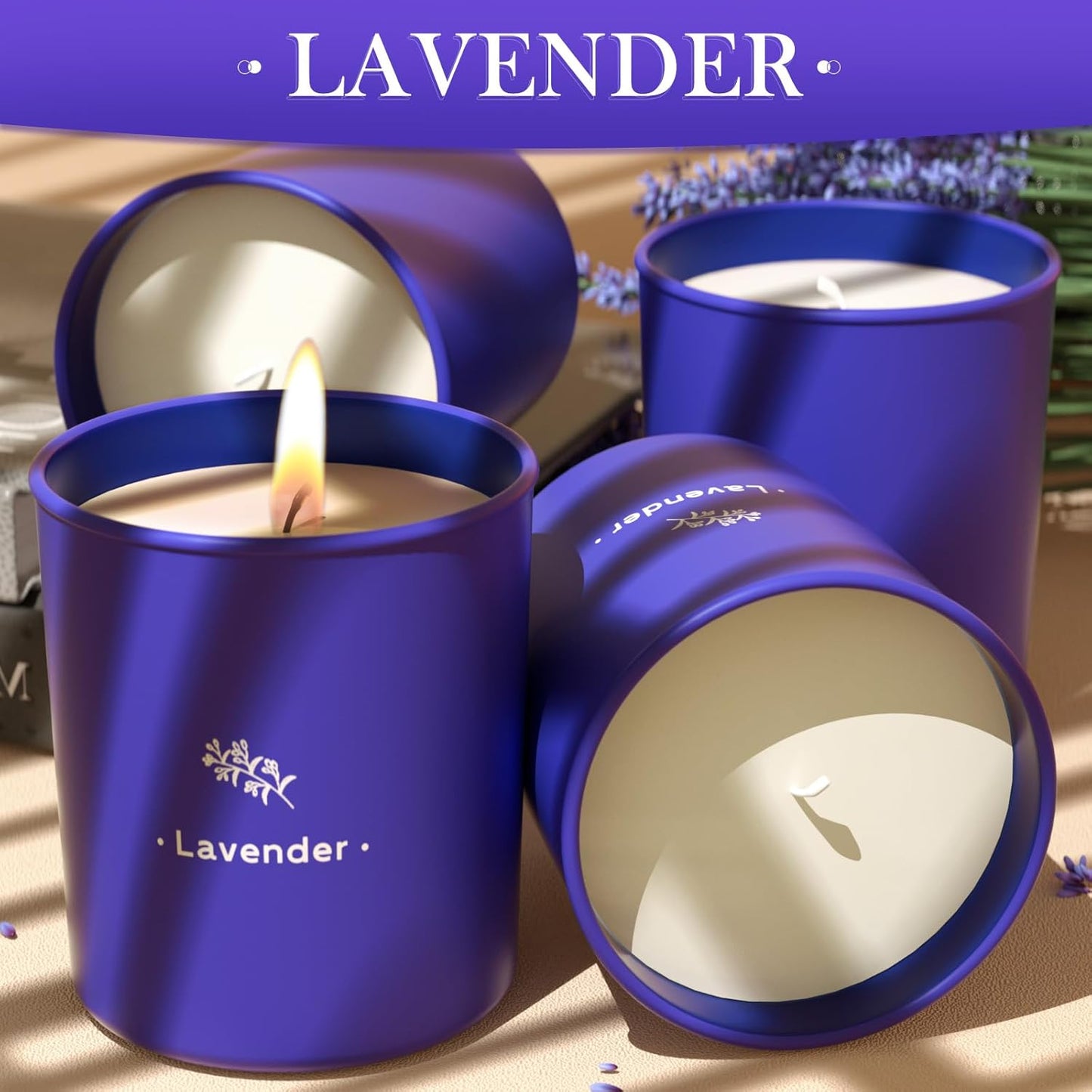 Lavender Candles for Home Scented, 8 oz Scented Candles Present, Purple Jar Wax, Made with Soy for Women, 45 Hour Long-Lasting Burn for Christmas Mom Girl Birthday Christmas Giving - 1 Pack