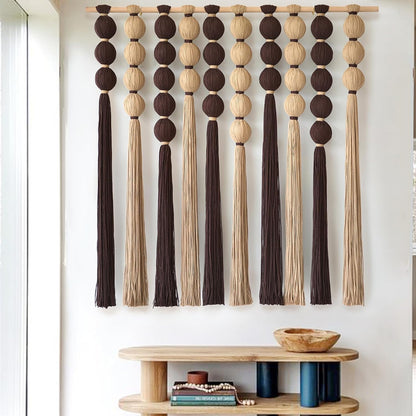 IOWER Macrame Wall Hanging 27" W x 31" L Boho Wall Decor Sphericity Cotton Textile Wall Hanging Art Fiber Yarn Art Handmade Detachable Assembly