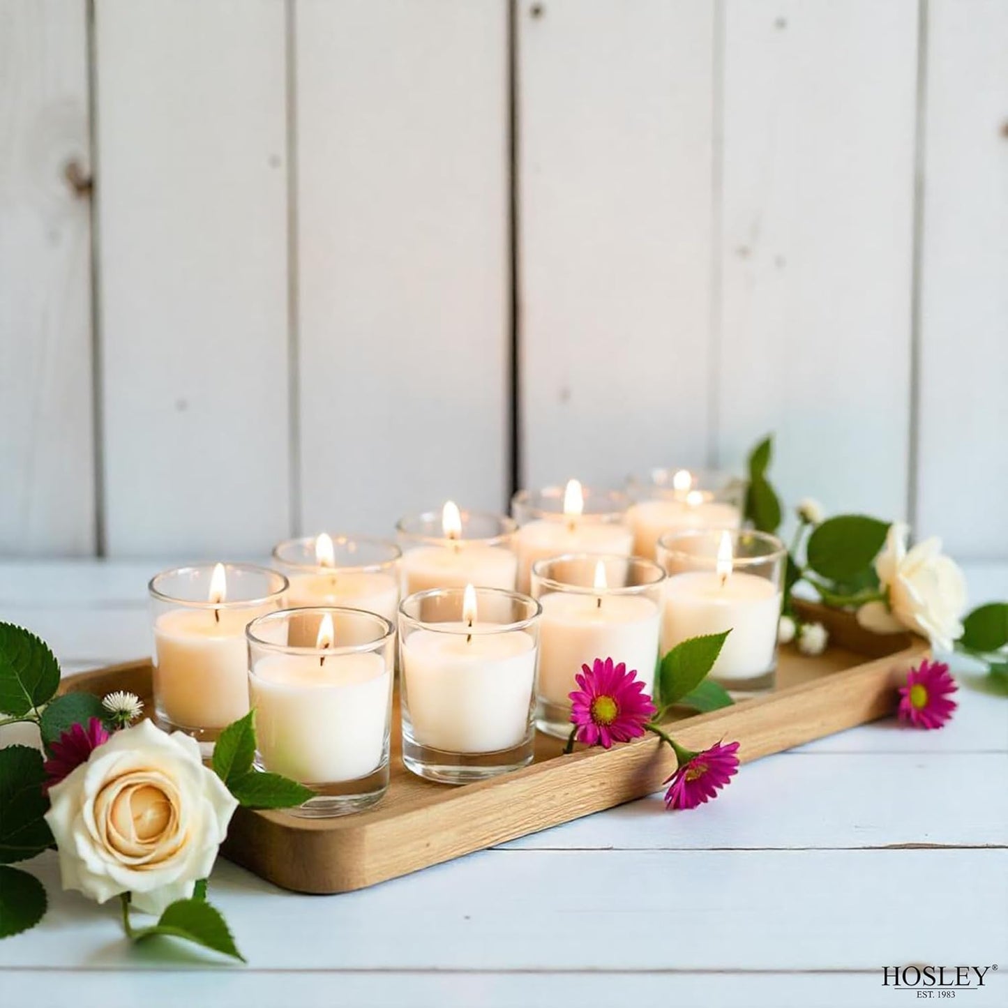 48-Pack Clear Glass Votive Candles – 10–12 Hour Long Burn, Unscented, Ivory, Bulk Set for Weddings, Events & Table Centerpieces – Hosley