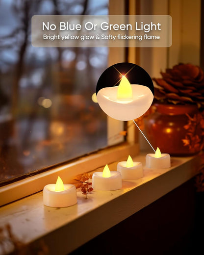 merrynights LED Candles, Tea Lights Candles Battery Operated Bulk, 50-Pack Long-Lasting 200 Hours Flameless Tealight Candles, Realistic Tea Lights for Christmas Halloween Wedding, 1.5'' D X 1.25'' H