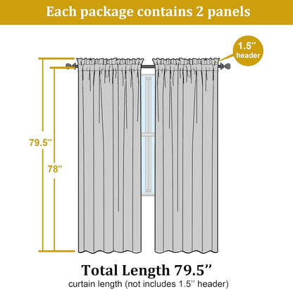 OWENIE Sheer Curtains 84 inches Long 2 Panels Set for Living Room/Bedroom, Rod Pocket Voile Sheer Panel Drapes, White, 2pcs, Each 42" W x 84" L - Colors B