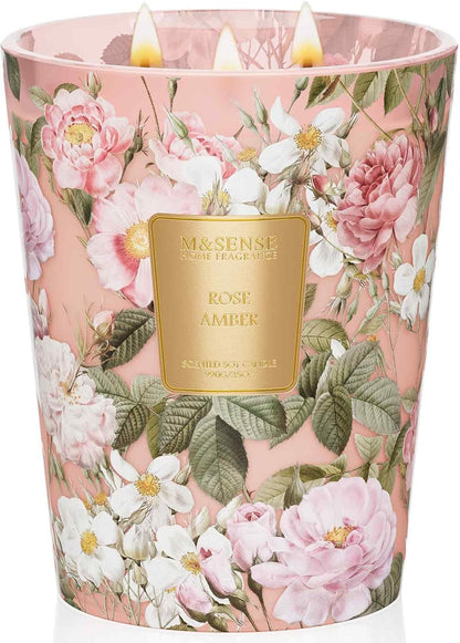 M&SENSE Jasmine Candles Highly Scented 3 Wick 35oz 150 Hours Burn Extra Large Jar Candles for Women, Natural Soy Wax Aromatherapy Candle for Stress Relief, Meditation, Yoga, Spa - Colors A