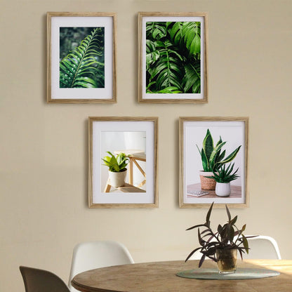 Egofine 12x16 Picture Frame Black, Covered by Plexiglass Made of Solid Wood, Display Pictures 9x12 and 11x14 with Mat or 12x16 Without Mat, for Wall Mounting Photo Frame - Colors A